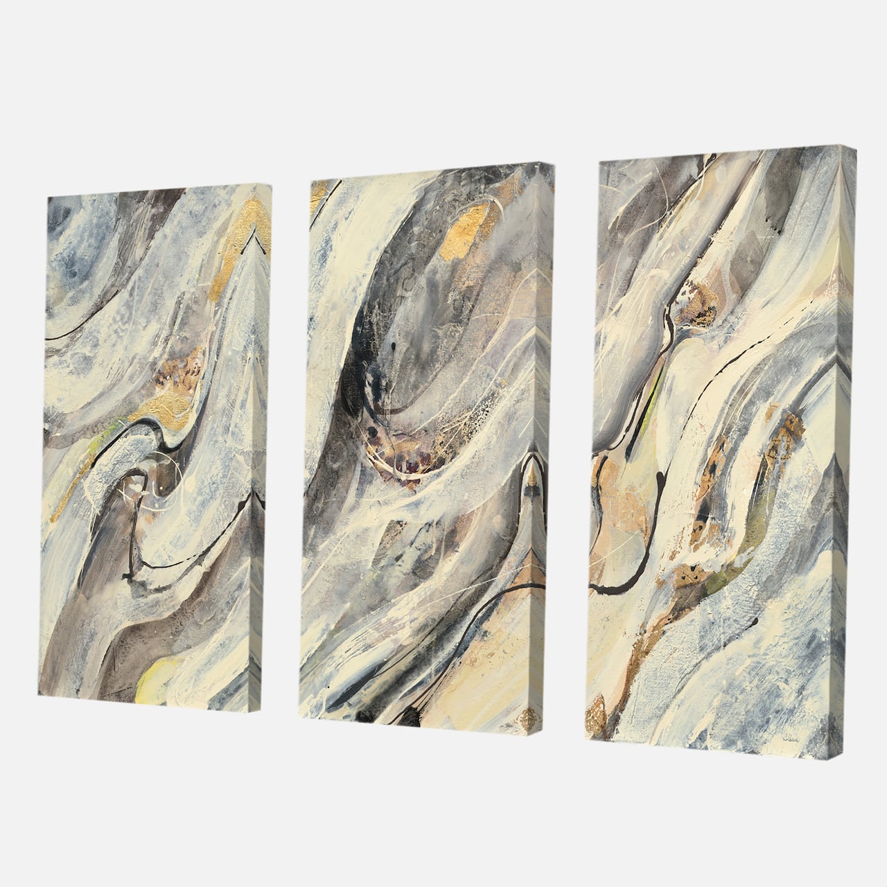 Designart - Glam Golden Falls - Modern Premium Canvas Wall Art